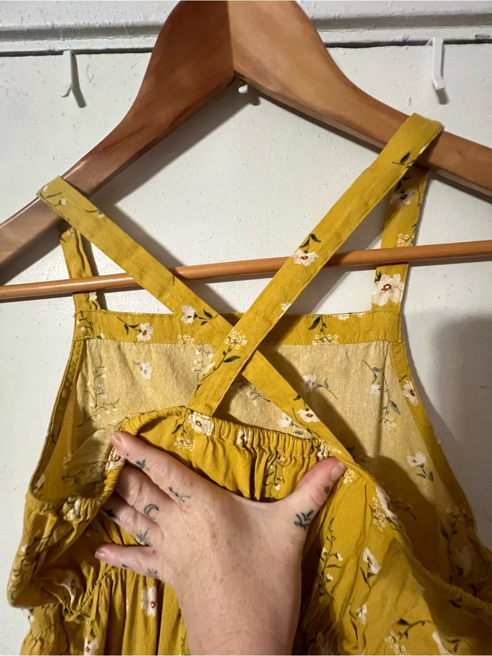 Old Navy Girls Mustard Yellow Floral Midi Sundress